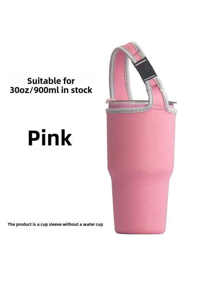 Ice Bully Cup Cover Elastic Protective Cover Cup Cover Thickened Spot Cup Cover Diving Cloth Printed Logo Cloth Cover Printing-Color:Pink Ice-Capacity:900ml - Image 1