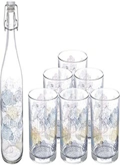 Borgonovo Borgonovo Patterned Juice Cup Set with 1 Water Bottle, 7 Pieces 