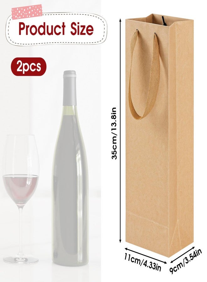Styquenzer Brown Wine Bottle Gift Bags, Kraf Paper Wine Gift Bags 3.5×4.3×13.8 Inch Reusable Liquor Bag, Wines-Bag with Handles for Party Wedding Party Celebrations Anniversary Champagne Wines-Bags, 2 PCS Brown - Image 2