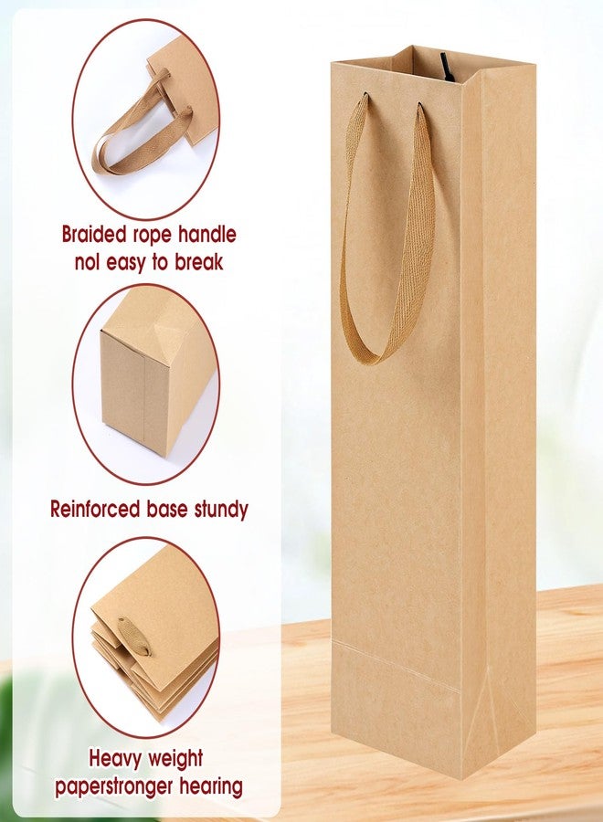 Styquenzer Brown Wine Bottle Gift Bags, Kraf Paper Wine Gift Bags 3.5×4.3×13.8 Inch Reusable Liquor Bag, Wines-Bag with Handles for Party Wedding Party Celebrations Anniversary Champagne Wines-Bags, 2 PCS Brown - Image 4