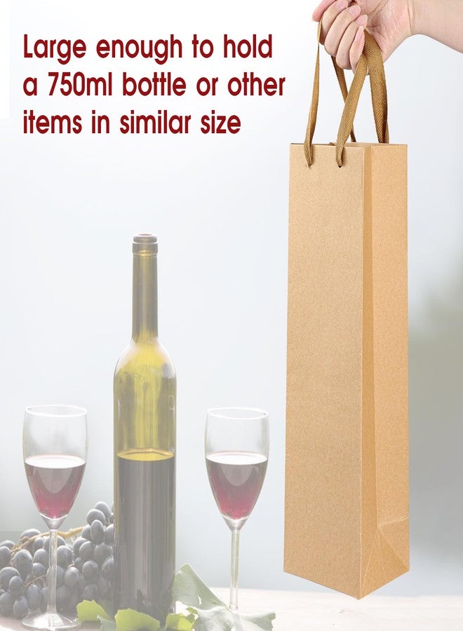 Styquenzer Brown Wine Bottle Gift Bags, Kraf Paper Wine Gift Bags 3.5×4.3×13.8 Inch Reusable Liquor Bag, Wines-Bag with Handles for Party Wedding Party Celebrations Anniversary Champagne Wines-Bags, 2 PCS Brown - Image 3