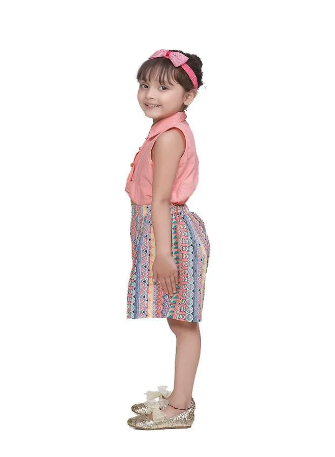 LILPICKS Pink Knot Style Flared Short Jumpsuit