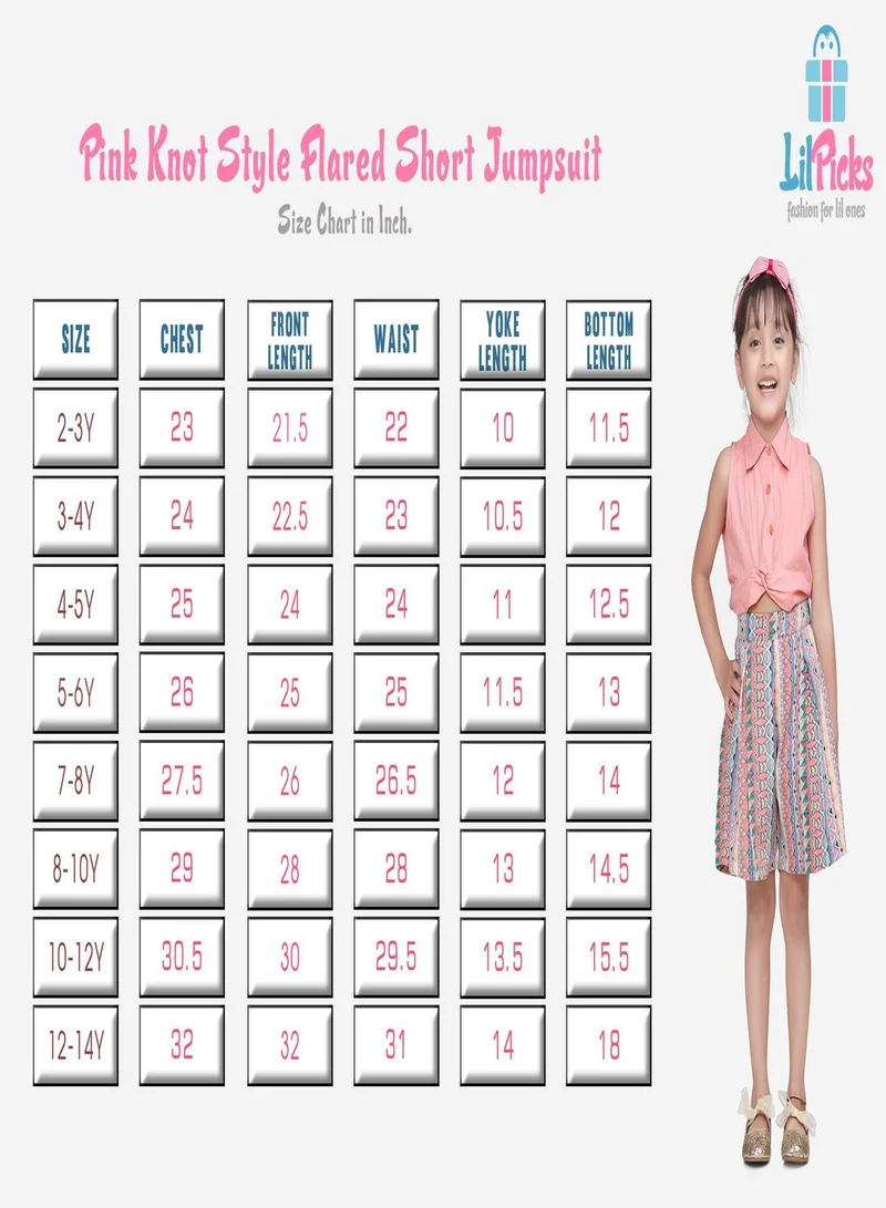 LILPICKS Pink Knot Style Flared Short Jumpsuit