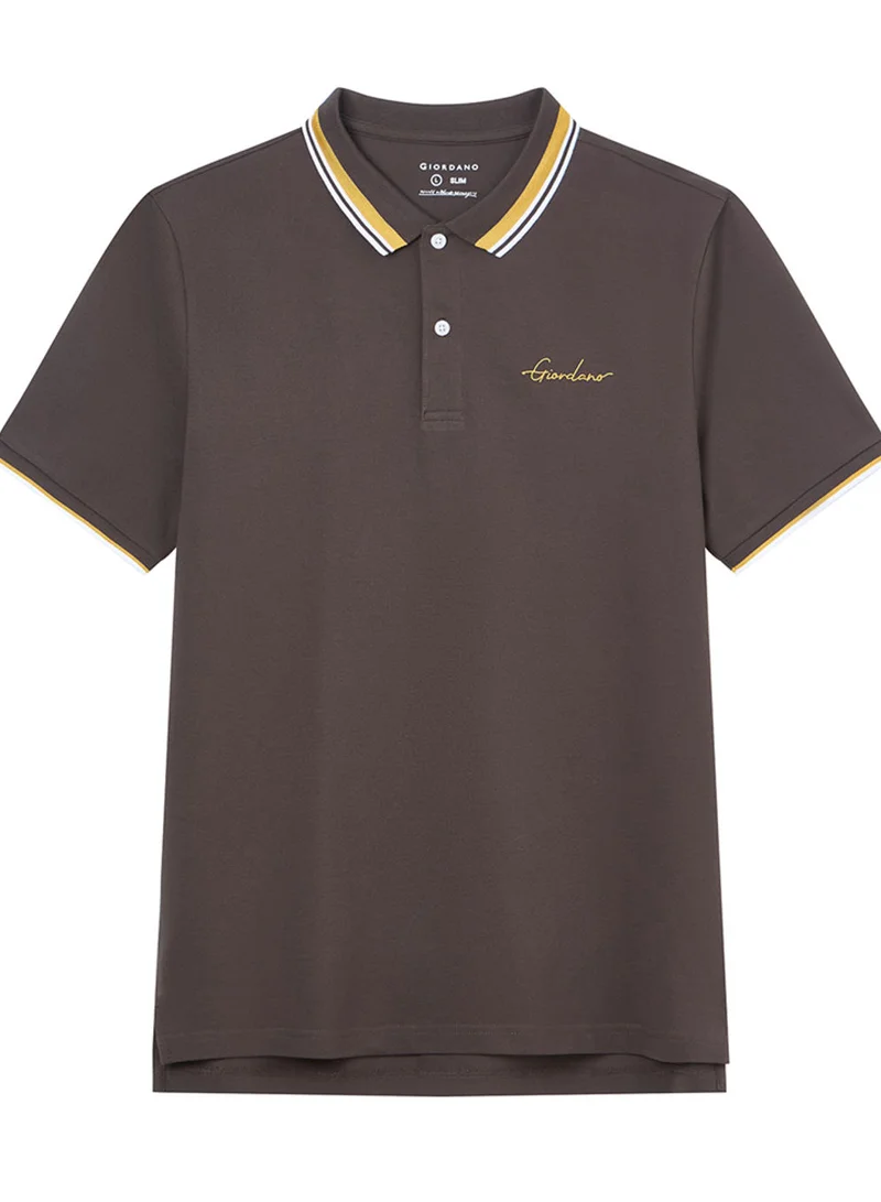 Men’s Slim Pique Polo with Contrast Collar & Signature Embroidery