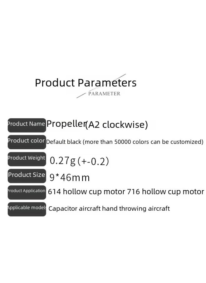 Generic - Capacitor Airplane Propeller A2 Main Prop 614 Hollow Cup 716 Motor Spiral Propeller Direct-Color:A2 Positive Paddle - Image 1