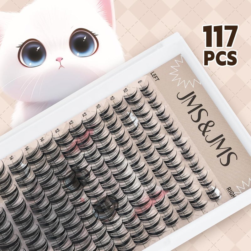 JMS&JMS Bunny Lash Clusters Kit, Anime Eyelash Clusters with Spikes, Invisible Band Manga Lashes Natural Wispy Lash Extension Kit with Lash Bond and Seal, Remover, Tweezers, Brush - Image 4