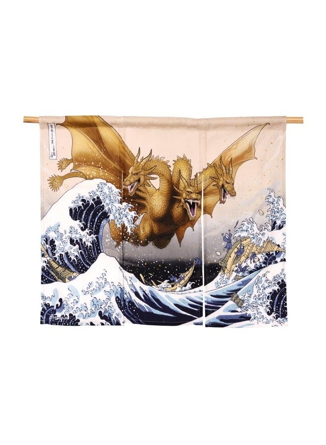 Godzilla King Ghidorah NOREN（Japanese Noren Curtain Tapestry） Thirty-six Views of Mt. Fuji Hokusai