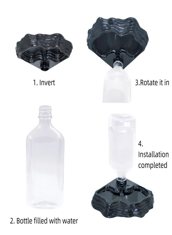 MRTIOO 17oz Terrarium Tank Reptile Food Feeders Bowl, Water Feeder Automatic Water Dispenser Waterer Feeding Accessories, for Geckos Lizards Turtle Bearded Dragons - Black - Image 5