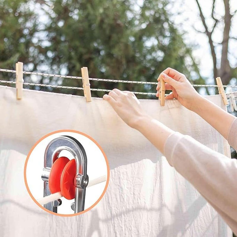 2Pcs Clothesline Spreader, Aluminium Heavy Duty Outdoor Clothes Line Separator Pulley Clothesline Spreader for Long Clothesline and Heavy Loads (Silver) - Image 4