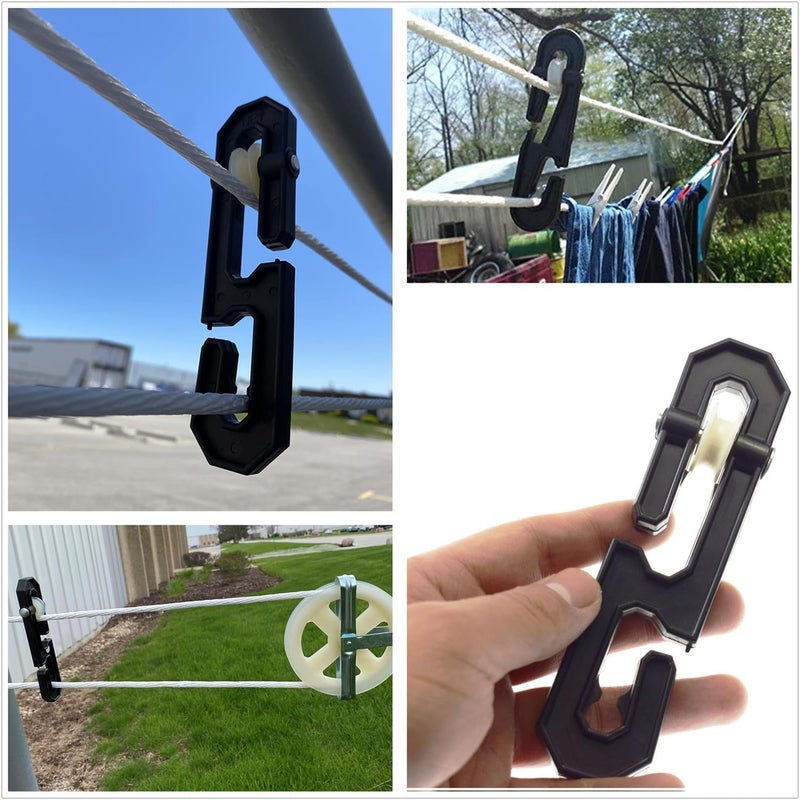 2Pcs Clothesline Spreader, Aluminium Heavy Duty Outdoor Clothes Line Separator Pulley Clothesline Spreader for Long Clothesline and Heavy Loads (Silver) - Image 3