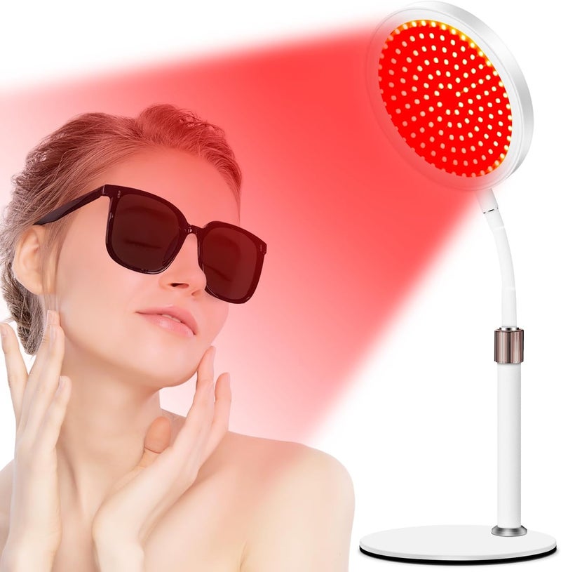 Relhafethy Red Light Lamp with Base, Upgraded 940NM&850NM&660NM Infrared Light, 3-IN-1 Chip Design & Flexible Gooseneck & Timer Function, 100LEDs Red Lights Lamp for Home/Office Use - Image 1