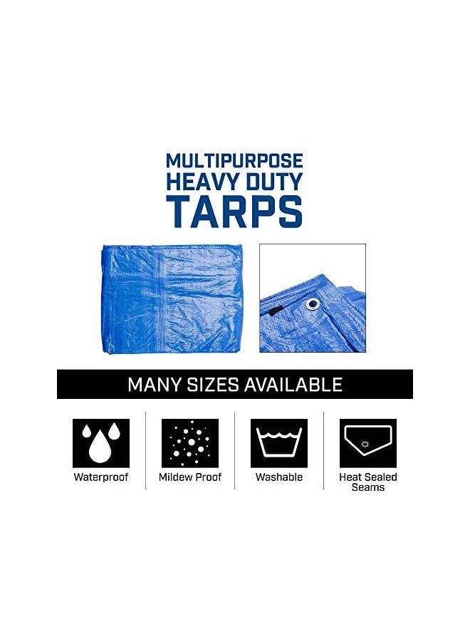 B-Air - Grizzly 15 X 15 Feet Blue Multi Purpose Waterproof Poly Tarp Cover 5 Mil Thick 8 X 8 Weave - Image 1