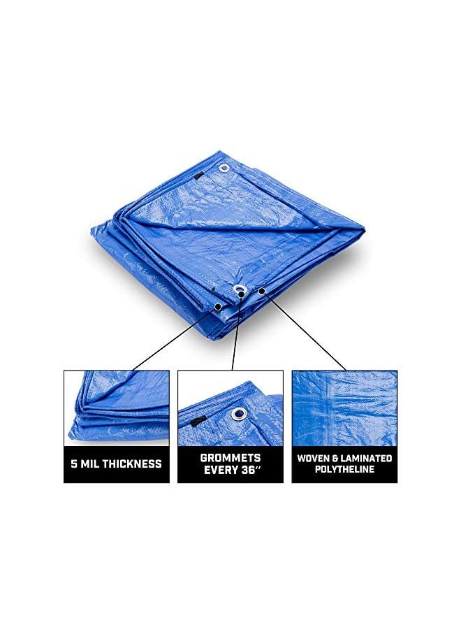 B-Air - Grizzly 15 X 15 Feet Blue Multi Purpose Waterproof Poly Tarp Cover 5 Mil Thick 8 X 8 Weave - Image 1