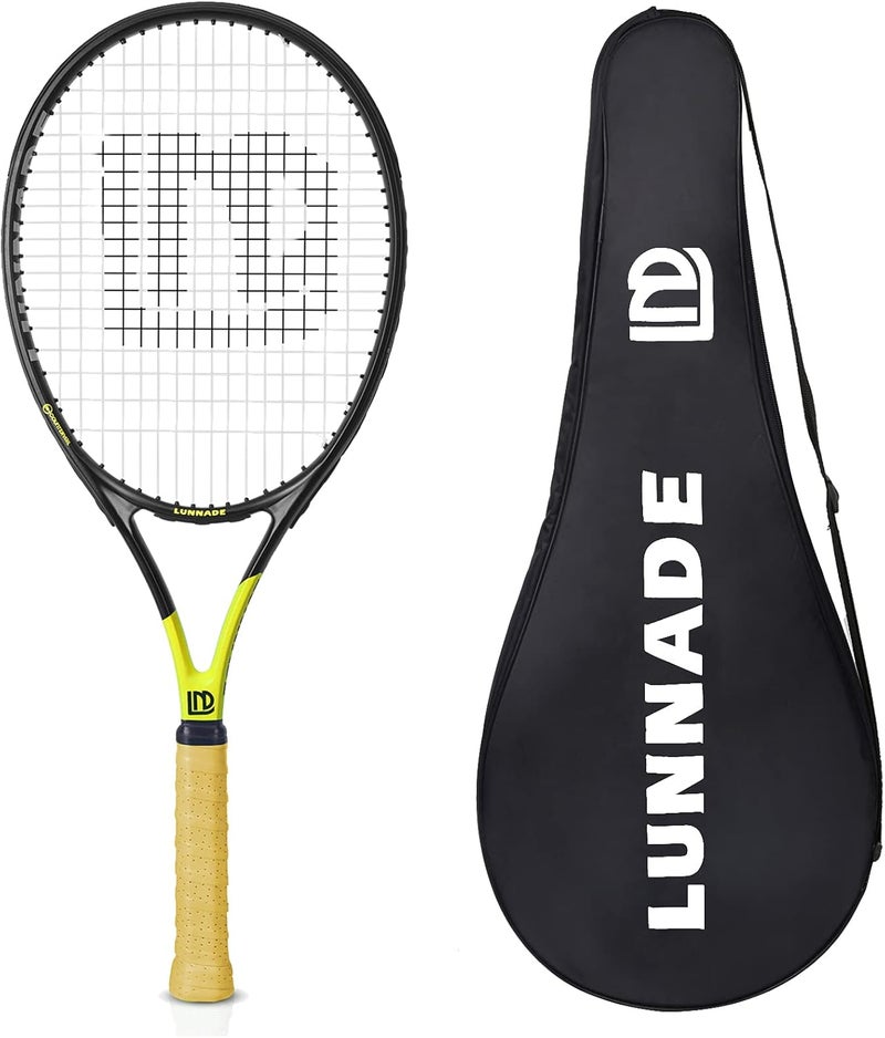 LUNNADE Adults Tennis Racket 27 Inch, Shockproof Carbon Fiber Tennis Racquet Light-Weight, Pre-Strung and Regrip, Suitable for Beginners to Intermediate Players - Image 1