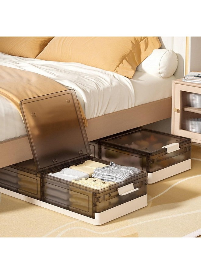 HOME CUBE 2 Pc Under Bed Storage Box Stackable Storage Containers with Wheels Folding Plastic Storage Box with Lid Closet Organizers Storage For Bedroom Clothes Shoes Blankets Toys (1 Large + 1 Small) - Image 1
