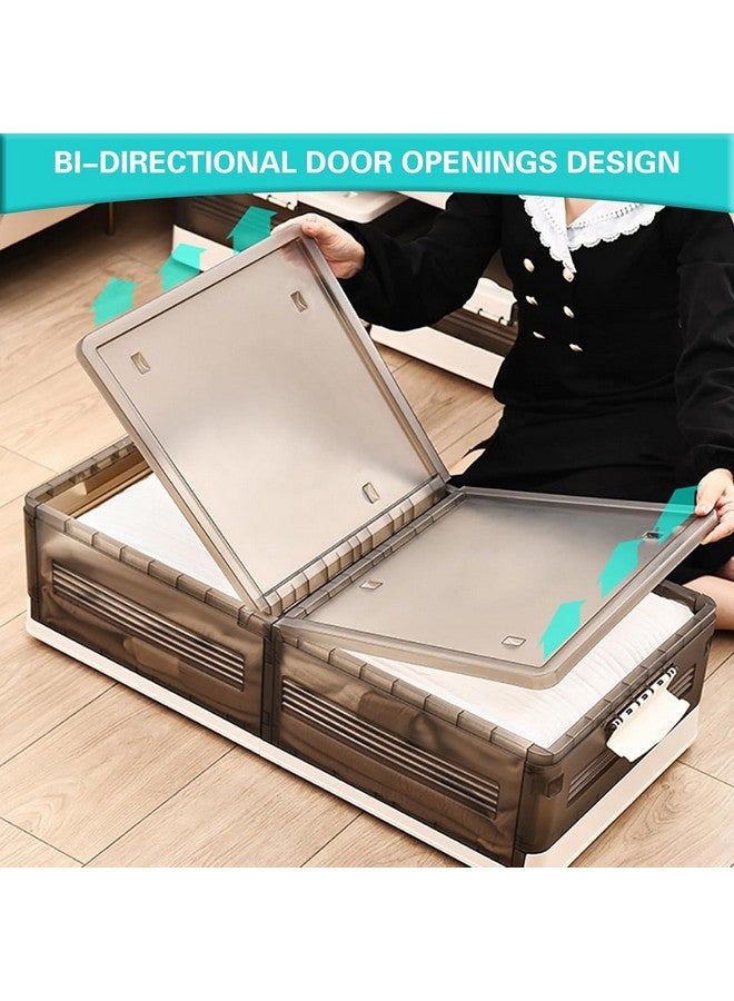 HOME CUBE 2 Pc Under Bed Storage Box Stackable Storage Containers with Wheels Folding Plastic Storage Box with Lid Closet Organizers Storage For Bedroom Clothes Shoes Blankets Toys (1 Large + 1 Small) - Image 3