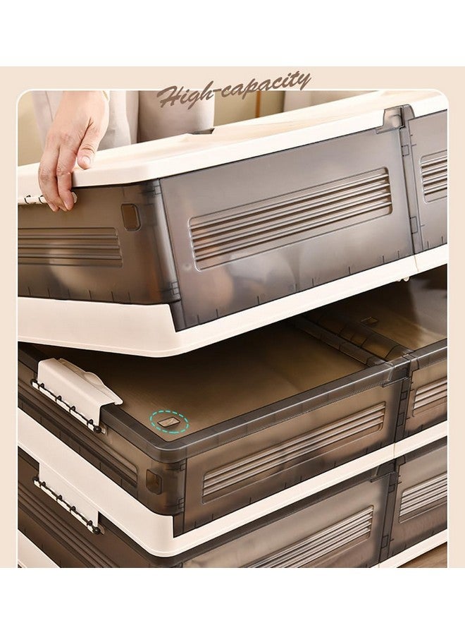 HOME CUBE 2 Pc Under Bed Storage Box Stackable Storage Containers with Wheels Folding Plastic Storage Box with Lid Closet Organizers Storage For Bedroom Clothes Shoes Blankets Toys (1 Large + 1 Small) - Image 5