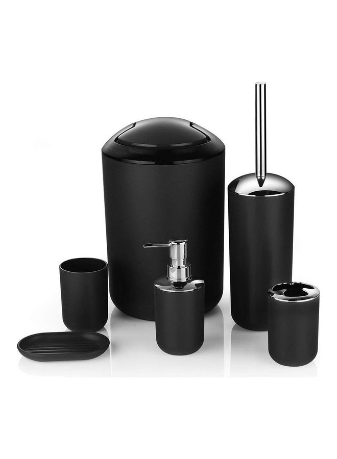 6-Piece Bathroom Accessories Set Black 19 x 19 x 28cm  - Image 1
