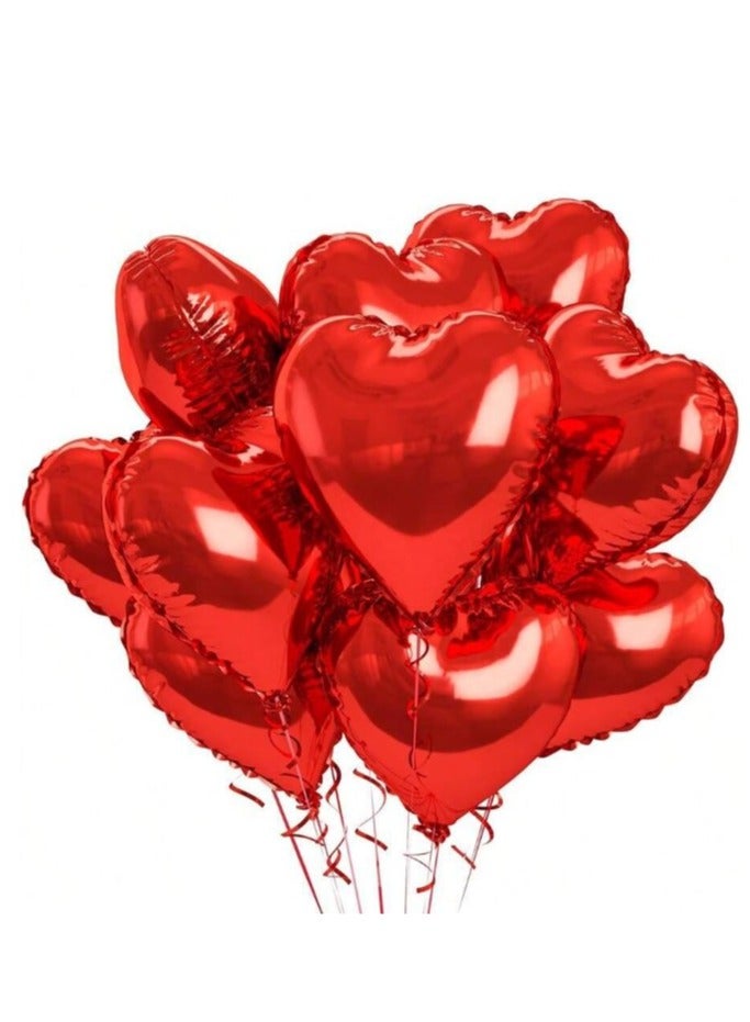 بالونات زينة على شكل قلب مصنوعة من رقائق الالمنيوم مناسب لحفلات الخطوبة والزواج و اعياد الميلاد و الذكرى السنوية 10 قطع مقاس 18 انش - Image 1