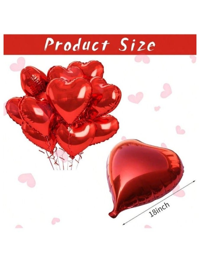 بالونات زينة على شكل قلب مصنوعة من رقائق الالمنيوم مناسب لحفلات الخطوبة والزواج و اعياد الميلاد و الذكرى السنوية 10 قطع مقاس 18 انش - Image 4
