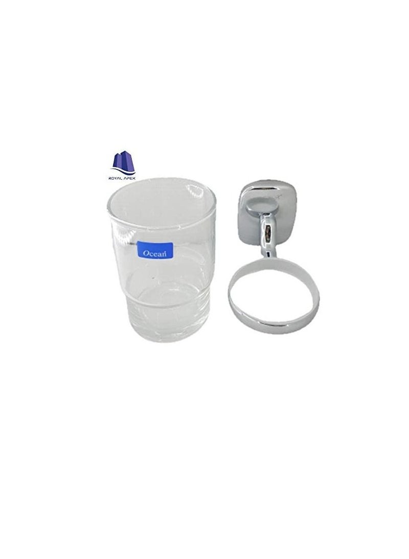 Dot-x Wall Mounted Chrome Finish Tumbler Holder with Glass for Bathroom - Image 2