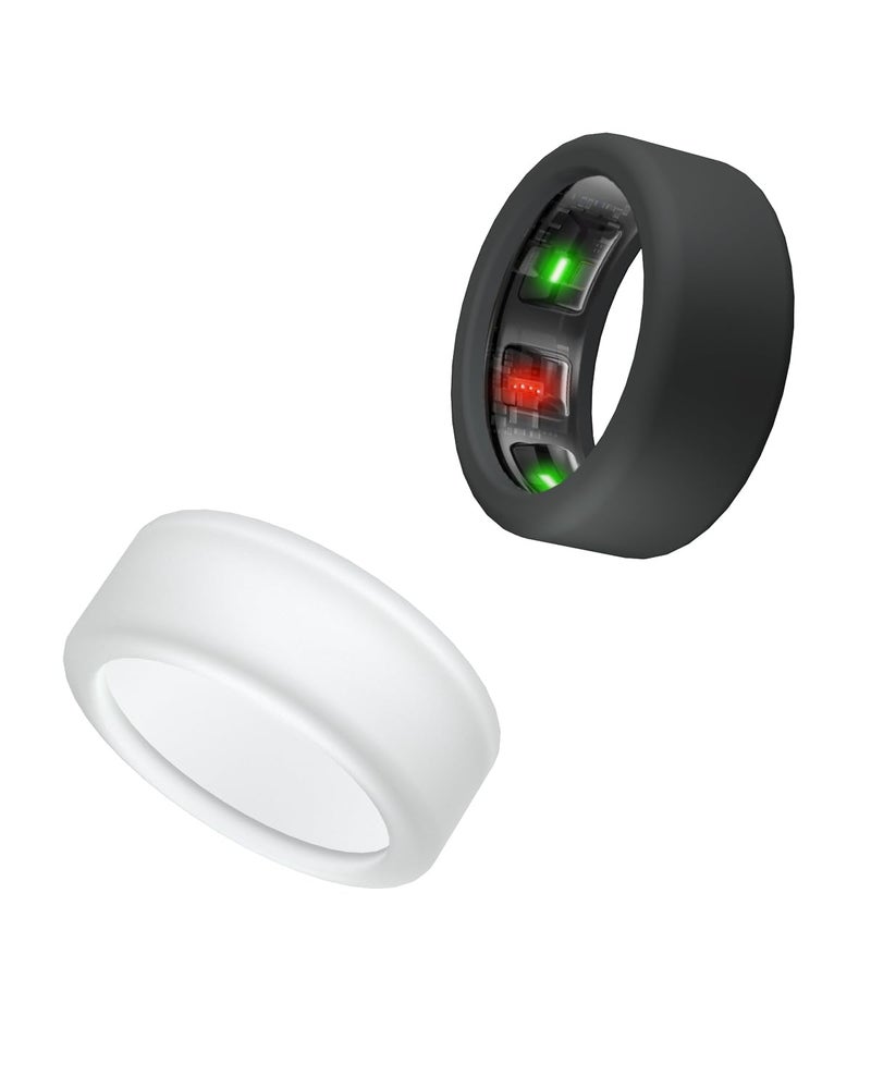 BandSmith Silicone Ring Cover Compatible with Oura Ring Protector, Elastic Case for Oura Ring Gen 4/3 Working Out - Patent Protected (Black+Transparent, M for 11/12/13) - Image 1