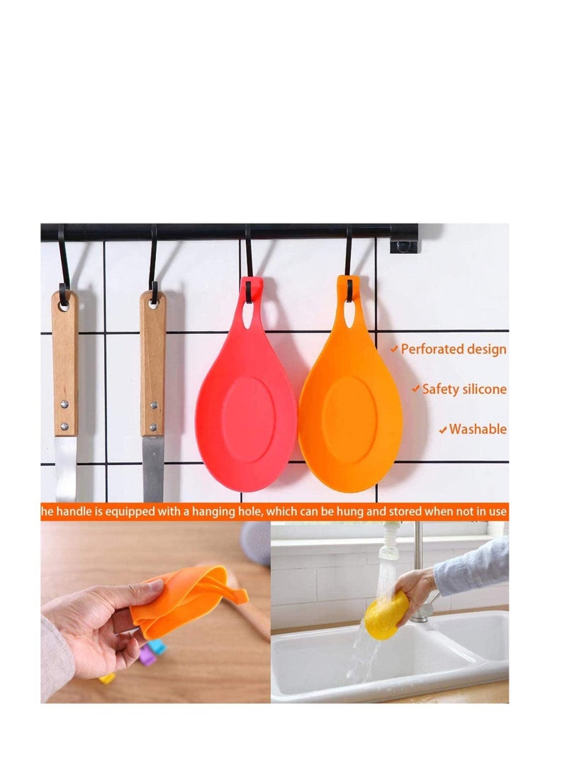 Y&D - Silicone Utensil Rest with Drip Pad for Multiple Utensils Spoon BPA-Free Flexible Almond-Shaped Holder For Rack - Image 1