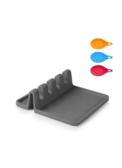 Silicone Utensil Rest with Drip Pad for Multiple Utensils Spoon BPA-Free Flexible Almond-Shaped Holder For Rack