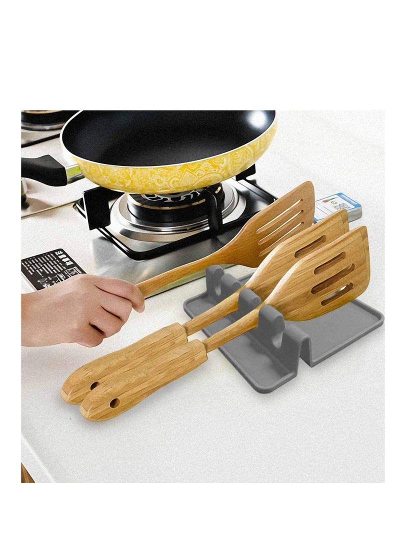 Y&D - Silicone Utensil Rest with Drip Pad for Multiple Utensils Spoon BPA-Free Flexible Almond-Shaped Holder For Rack - Image 1