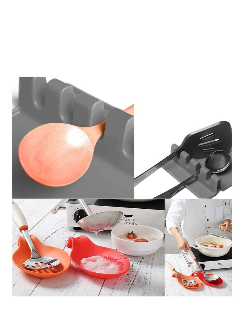 Y&D - Silicone Utensil Rest with Drip Pad for Multiple Utensils Spoon BPA-Free Flexible Almond-Shaped Holder For Rack - Image 1