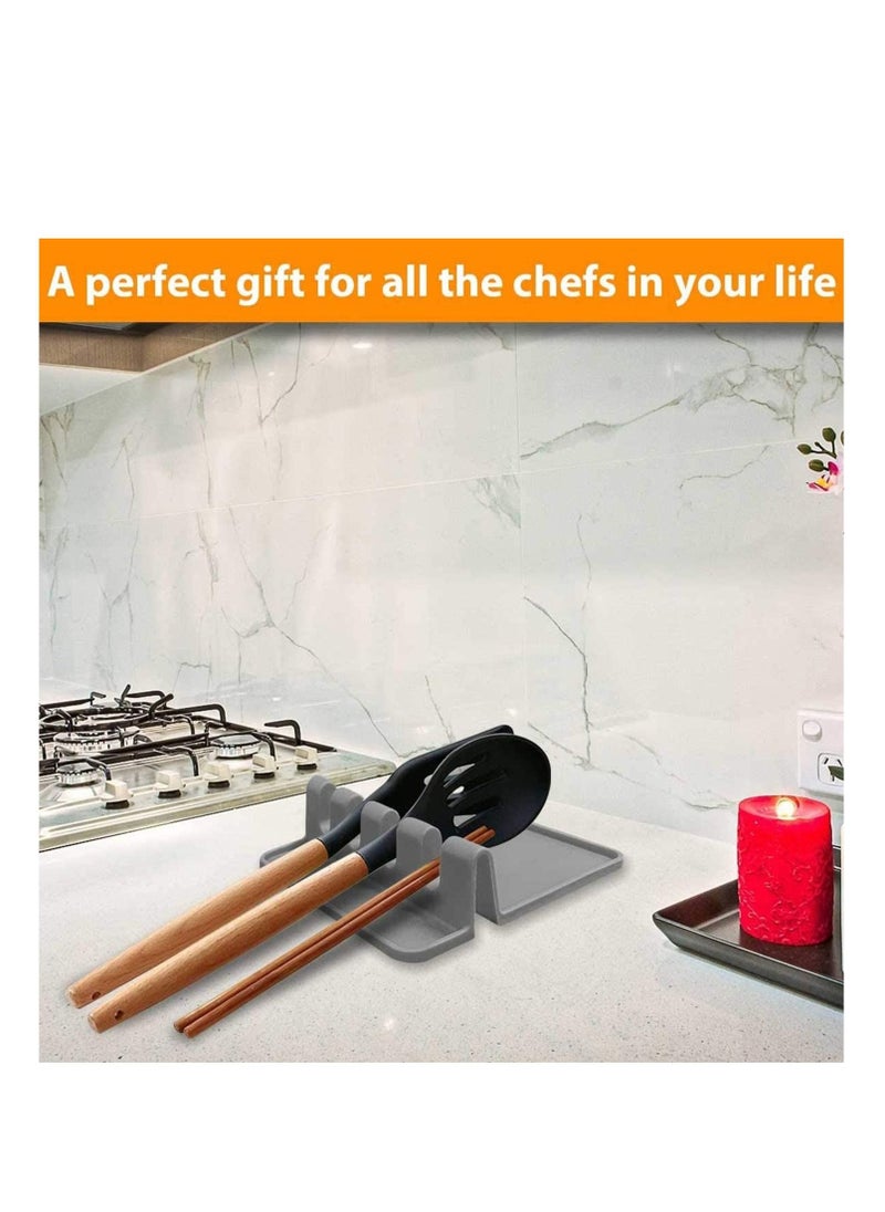 Y&D - Silicone Utensil Rest with Drip Pad for Multiple Utensils Spoon BPA-Free Flexible Almond-Shaped Holder For Rack - Image 1