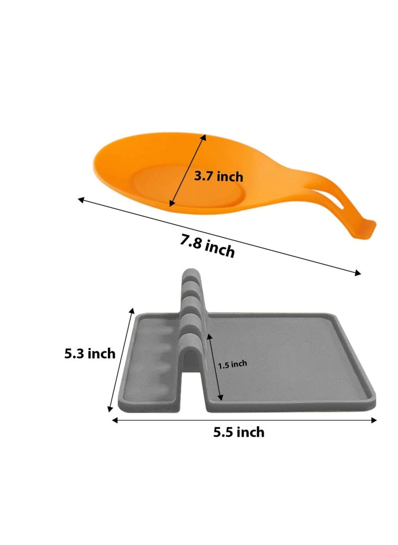 Y&D - Silicone Utensil Rest with Drip Pad for Multiple Utensils Spoon BPA-Free Flexible Almond-Shaped Holder For Rack - Image 1