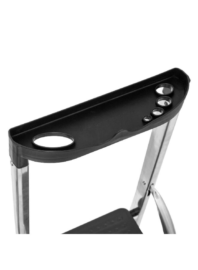 حامل ماكينة تحضير سلم مصنوع من الألمنيوم قابل للطي بخمس درجات باللونين الأبيض والأسود، 46.3 x 161 x 96 سم 164620 - Image 2