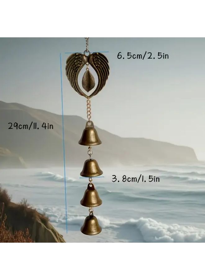Copper Metal Bell Wind Chime With Iron Hanging Ornament And Chain For Indoor Home Wall Decoration And Outdoor Garden Courtyard Room Pendant - Image 2