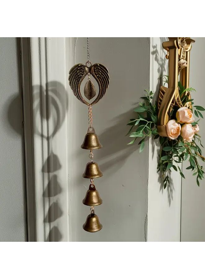 Copper Metal Bell Wind Chime With Iron Hanging Ornament And Chain For Indoor Home Wall Decoration And Outdoor Garden Courtyard Room Pendant - Image 1