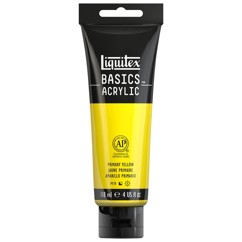 Liquitex BASICS Acrylic Paint, 118ml (4-oz) Tube, Primary Yellow - Image 1