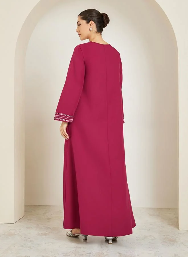 Amirah  Women Red Embroidered A-Line Jalabiya for Women | Best Price UAE