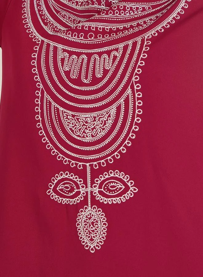 Amirah  Women Red Embroidered A-Line Jalabiya for Women | Best Price UAE