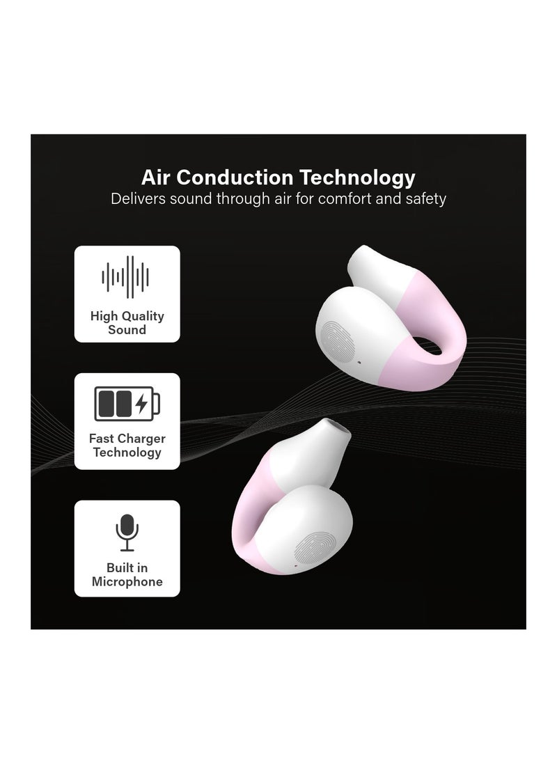 SWISS MILITARY - Swiss Military Delta Active Noise Cancelling Earbuds - Air Conduction Technology, Smart Touch Sensors, 100 Precise Power Indicator, 5 Hr Music Time, Compatible with Android/iOS - Pink - Image 1
