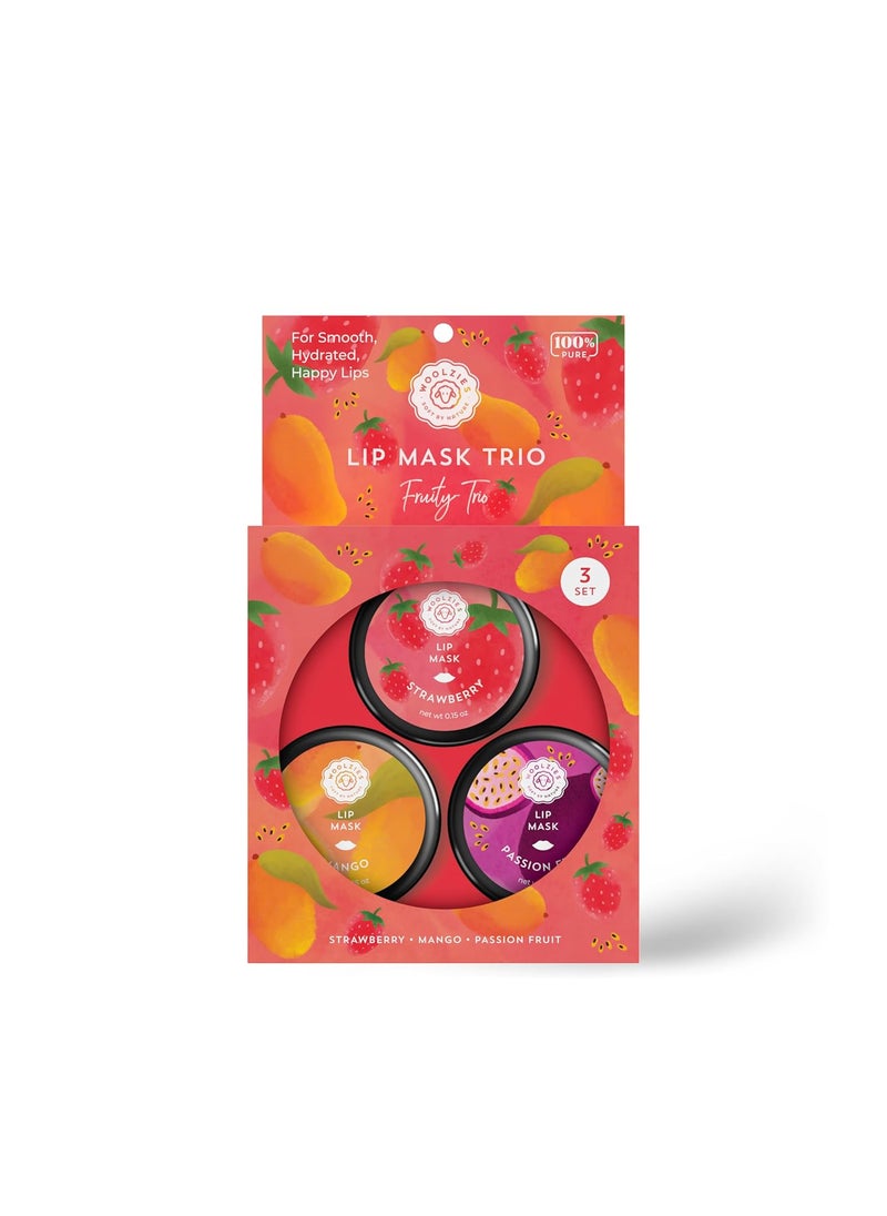 Woolzies - Overnight Lip Sleeping Masks Trio  Set of 3 All Natural Hydrating Lip Treatment  Overnight Repair for Soft Smooth Hydrated Lips 3 Pack Fruity Trio - Image 1