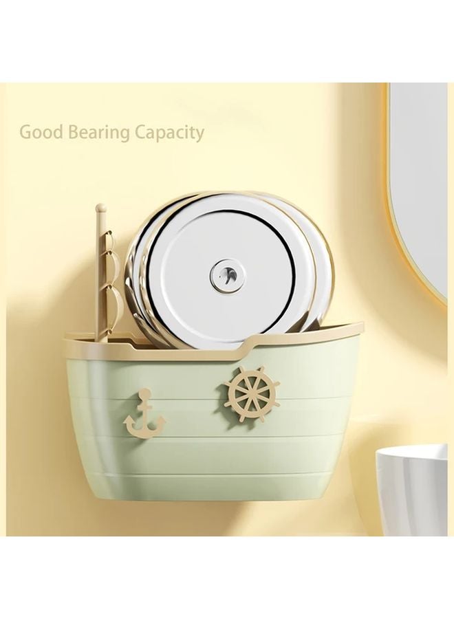 Pink Sailboat Shaped Toilet Paper Holder Wall Mounted Double Layer Storage Box - Image 5