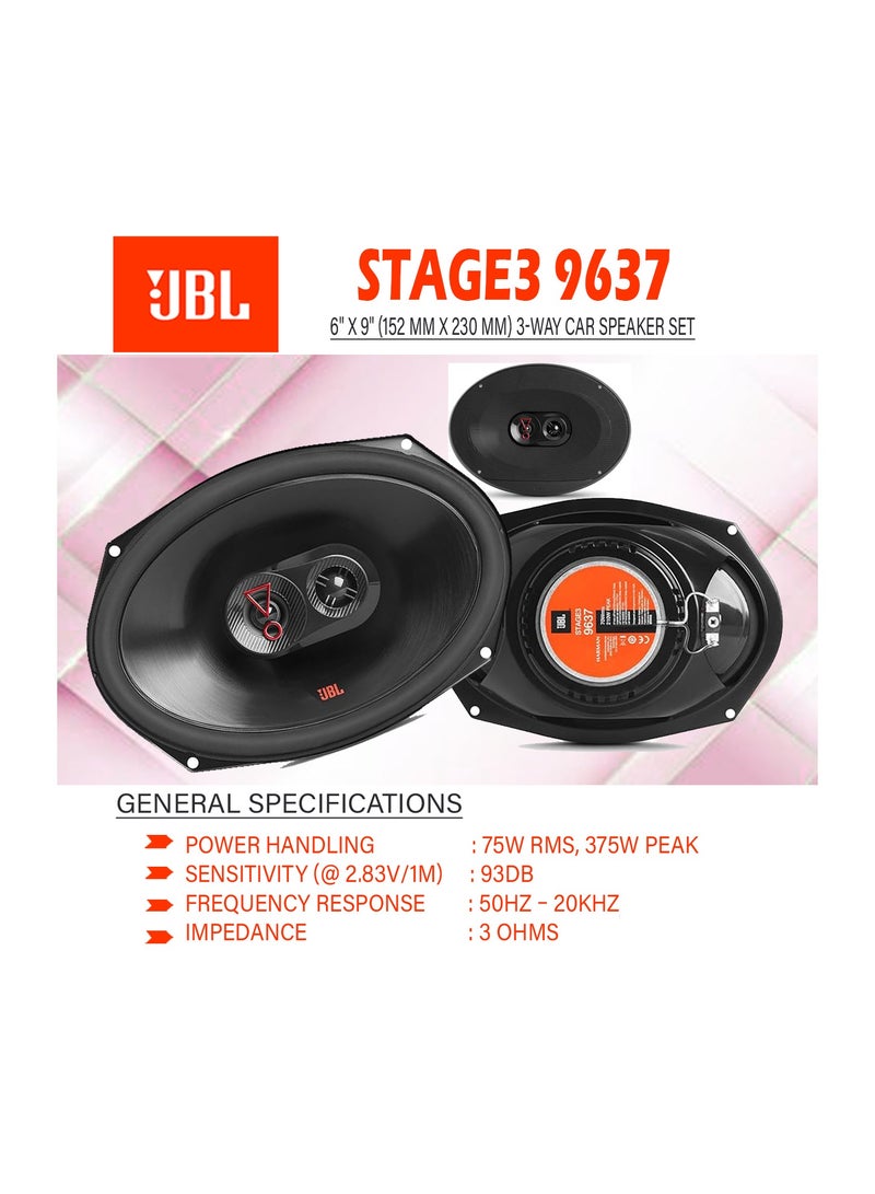 جي بي إل JBL Stage 39637F - مكبر صوت سيارة ثلاثي الاتجاهات مقاس 6 بوصات × 9 بوصات، بدون شبكة - Image 3