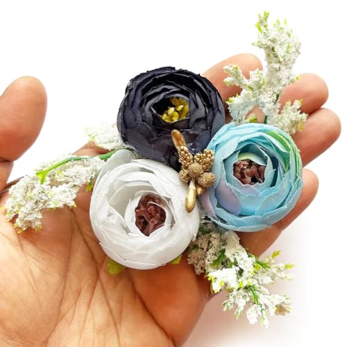 ADIKALA Set of 6 Handmade Artificial Peonies Flower Bunch for Hamper, Flower Brooch Hamper for Decoration, Gifting, Trousseau Packing | Flower Bunch (Montana) - Image 1