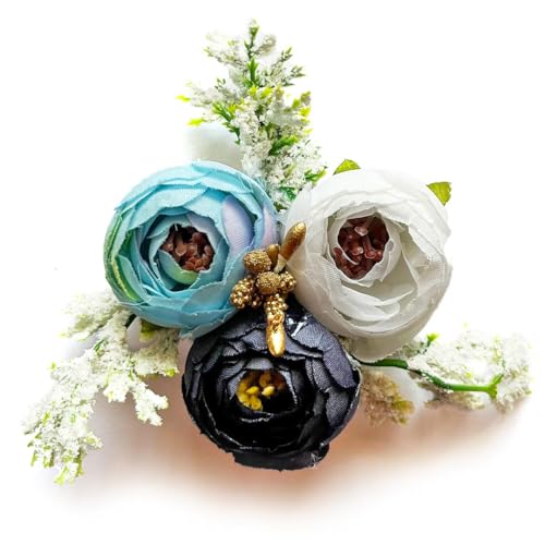 ADIKALA Set of 6 Handmade Artificial Peonies Flower Bunch for Hamper, Flower Brooch Hamper for Decoration, Gifting, Trousseau Packing | Flower Bunch (Montana) - Image 4