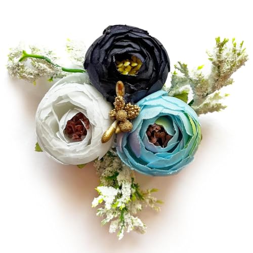 ADIKALA Set of 6 Handmade Artificial Peonies Flower Bunch for Hamper, Flower Brooch Hamper for Decoration, Gifting, Trousseau Packing | Flower Bunch (Montana) - Image 5