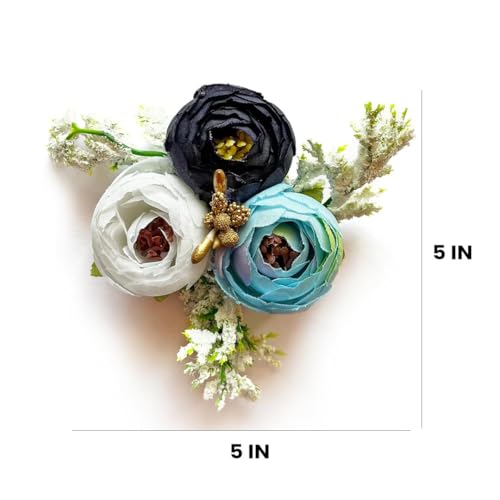 ADIKALA Set of 6 Handmade Artificial Peonies Flower Bunch for Hamper, Flower Brooch Hamper for Decoration, Gifting, Trousseau Packing | Flower Bunch (Montana) - Image 3
