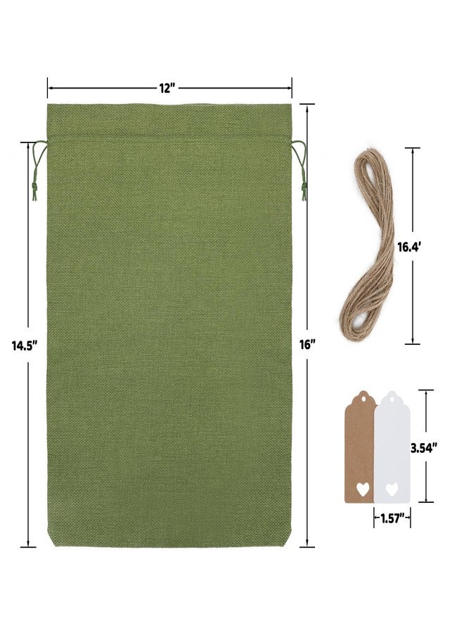 Tapleap Burlap Bags with Drawstring - 10Pcs 12x16 Green Favor Sacks for Wrapping St. Patrick's Day Gifts, Clothes, Hand Sanitizer, Breads, For Birthday, Wedding, Party, Household Use - Image 2