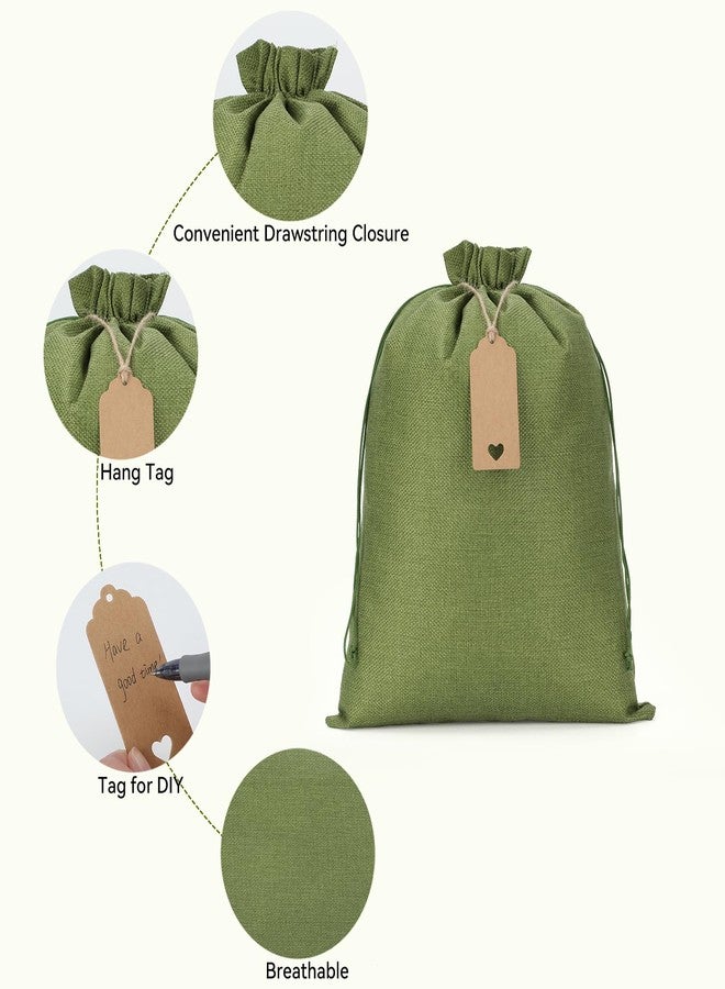 Tapleap Burlap Bags with Drawstring - 10Pcs 12x16 Green Favor Sacks for Wrapping St. Patrick's Day Gifts, Clothes, Hand Sanitizer, Breads, For Birthday, Wedding, Party, Household Use - Image 4