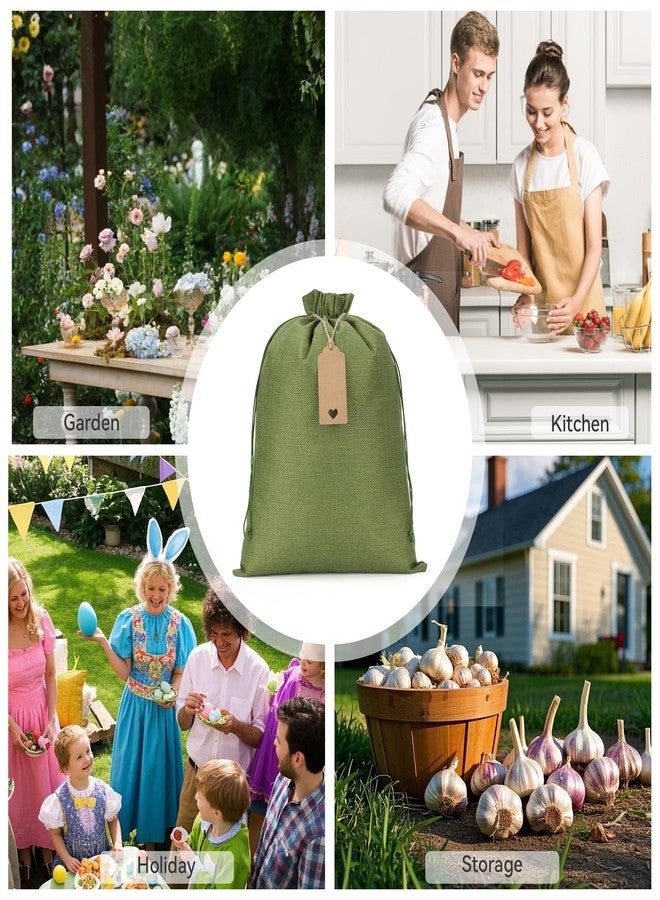 Tapleap Burlap Bags with Drawstring - 10Pcs 12x16 Green Favor Sacks for Wrapping St. Patrick's Day Gifts, Clothes, Hand Sanitizer, Breads, For Birthday, Wedding, Party, Household Use - Image 5
