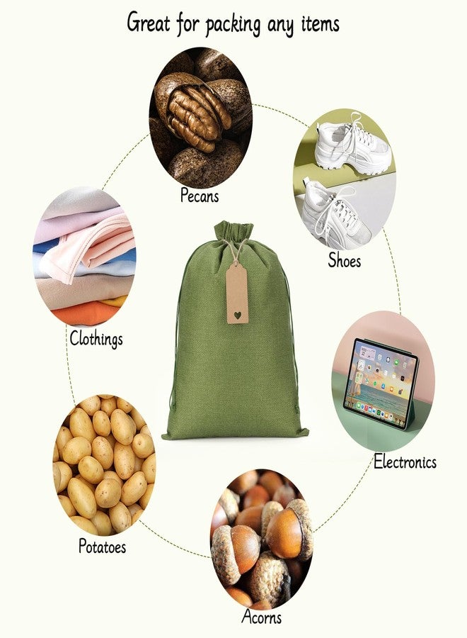 Tapleap Burlap Bags with Drawstring - 10Pcs 12x16 Green Favor Sacks for Wrapping St. Patrick's Day Gifts, Clothes, Hand Sanitizer, Breads, For Birthday, Wedding, Party, Household Use - Image 3